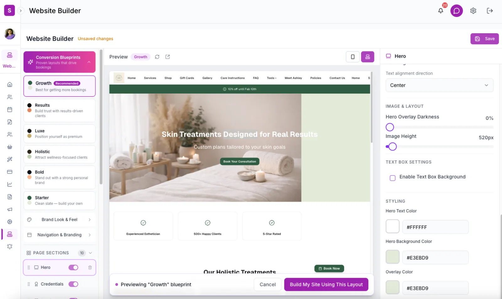 Growth blueprint – Amy theme: modern, balanced, sage green