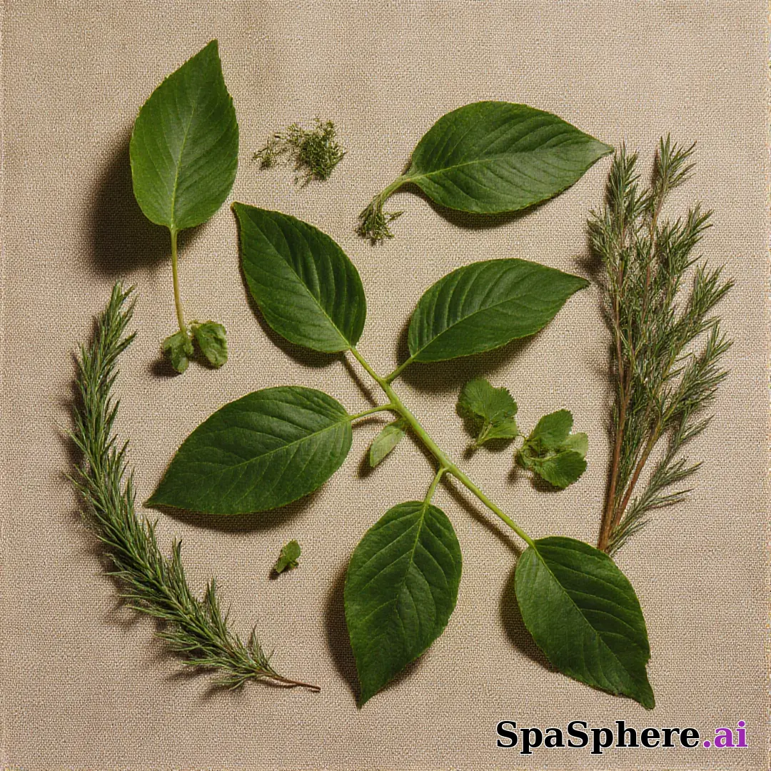 Green botanical flatlay – fresh natural spa aesthetic for estheticians. (10) [1080x1080]