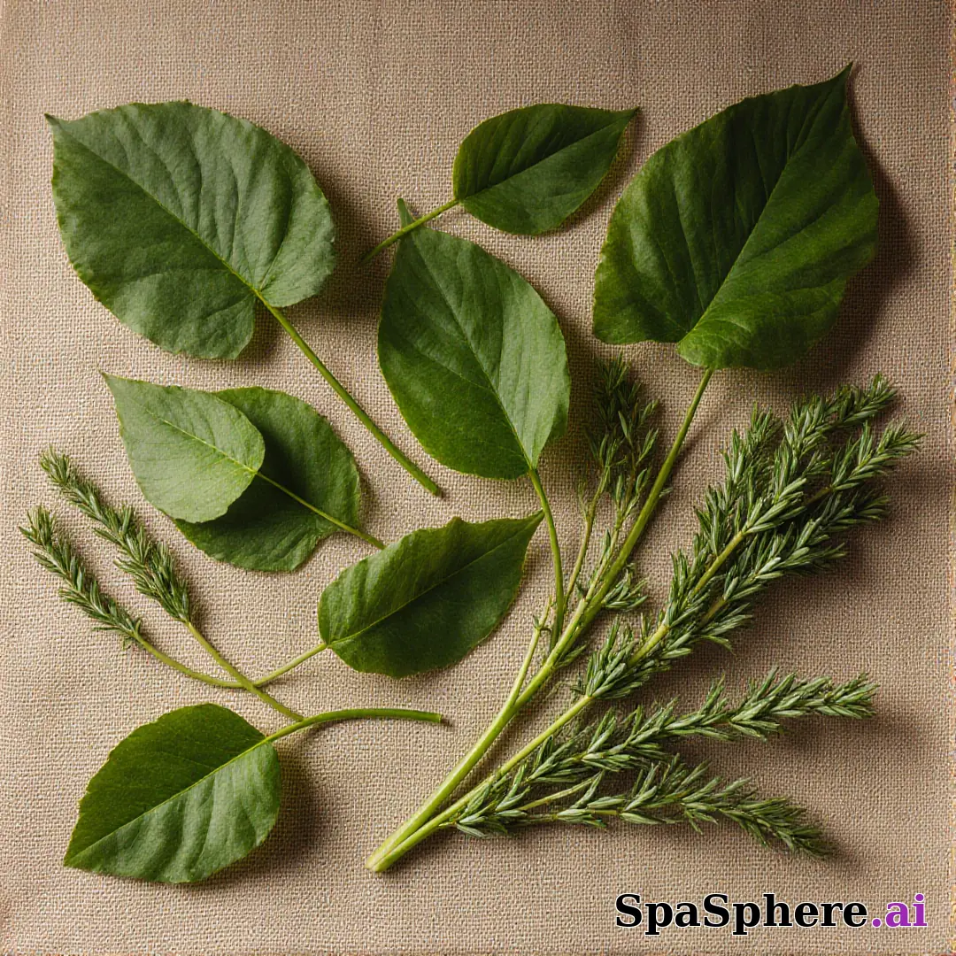 Green botanical flatlay – fresh natural spa aesthetic for estheticians. (12) [1080x1080]