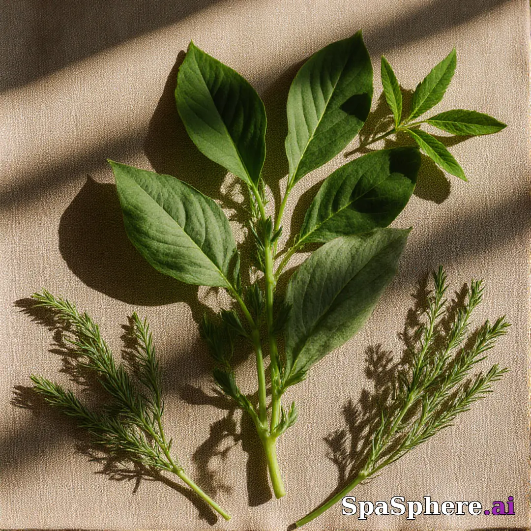 Green botanical flatlay – fresh natural spa aesthetic for estheticians. (14) [1080x1080]