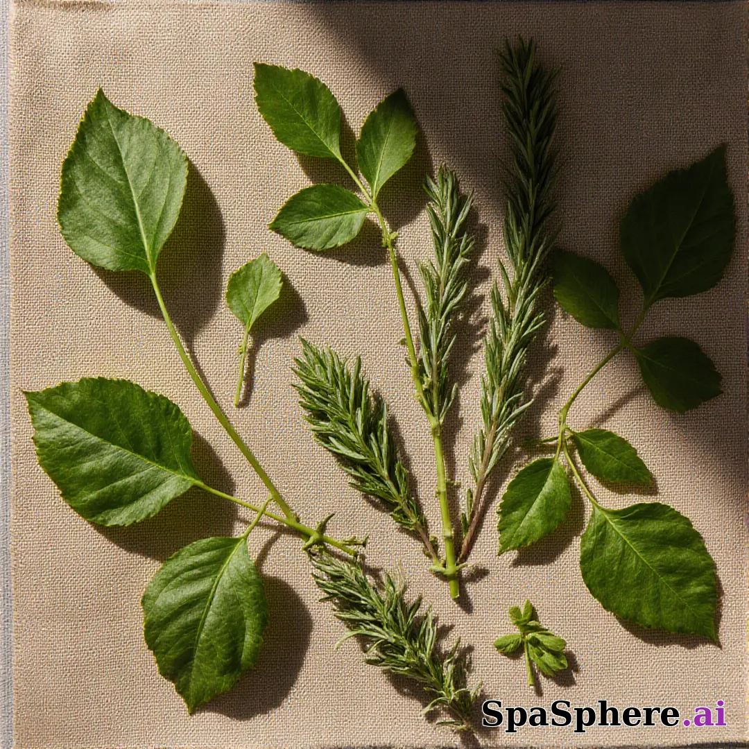 Green botanical flatlay – fresh natural spa aesthetic for estheticians. (16) [1080x1080]