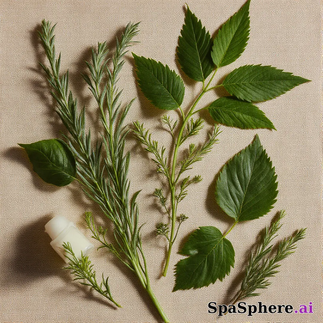 Green botanical flatlay – fresh natural spa aesthetic for estheticians. (22) [1080x1080]