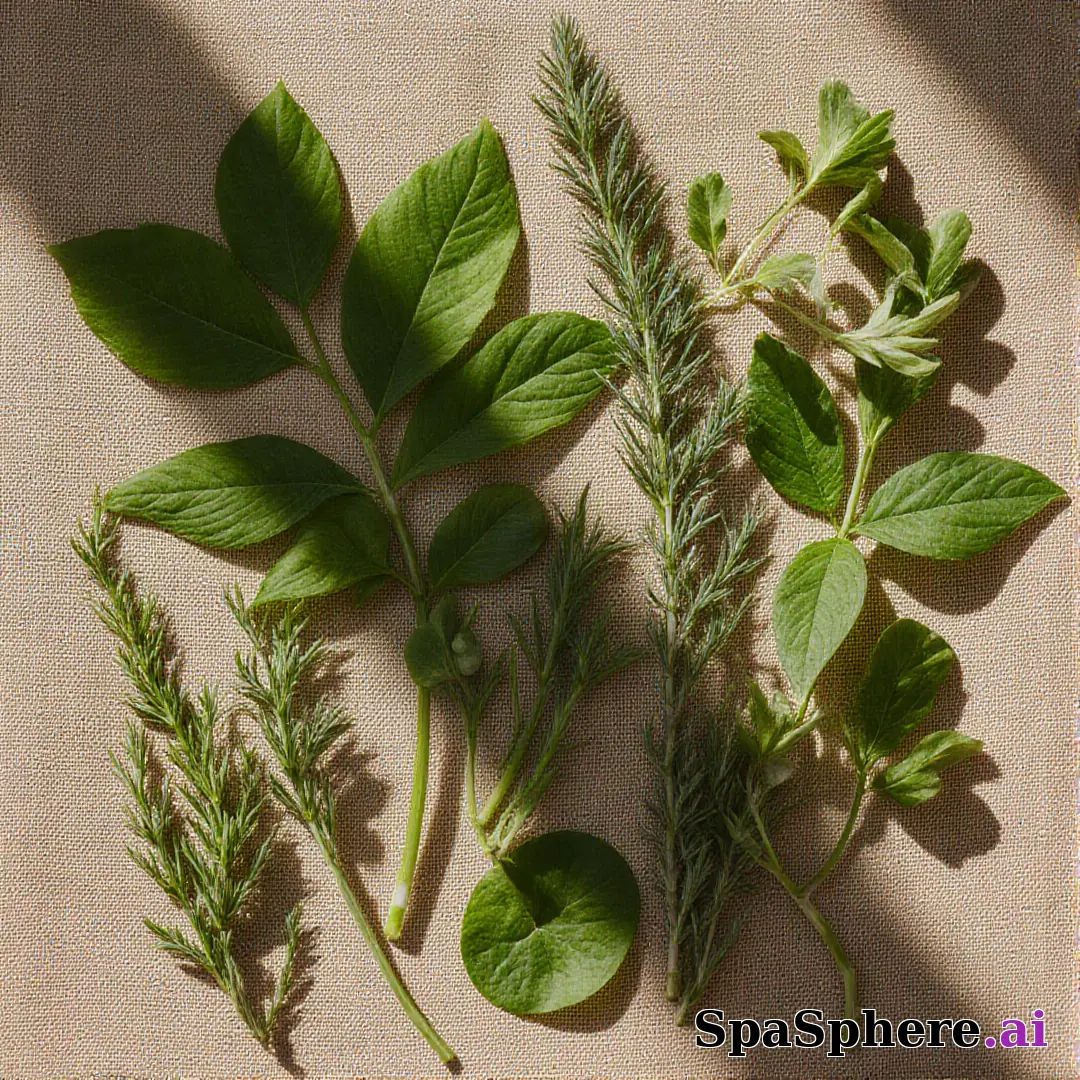 Green botanical flatlay – fresh natural spa aesthetic for estheticians. (23) [1080x1080]