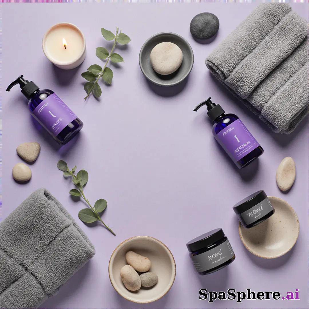 SpaSphere brand-colored spa flatlays – purple and beige cohesive pack. (14) [1080x1080]