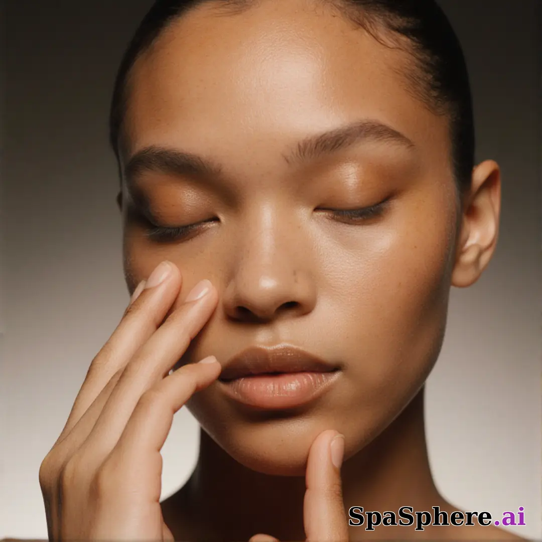 Cinematic skincare close-up with mixed warm and cool light and hydrated skin texture. (02) [1080x1080]