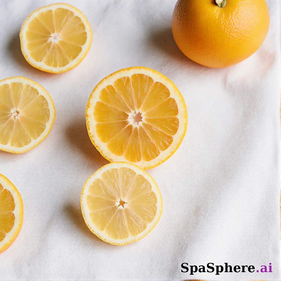 Bright citrus spa flatlay – lemon and orange accents for summer skincare posts. (13) [1080x1080]