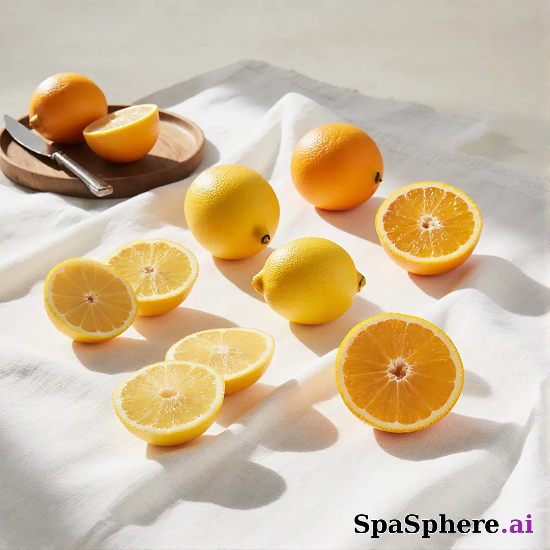 Bright citrus spa flatlay – lemon and orange accents for summer skincare posts. (15) [1080x1080]