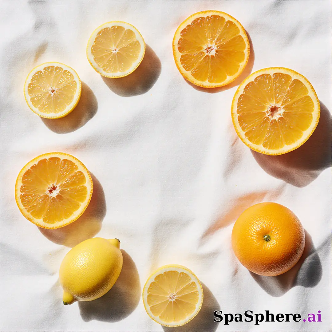 Bright citrus spa flatlay – lemon and orange accents for summer skincare posts. (16) [1080x1080]