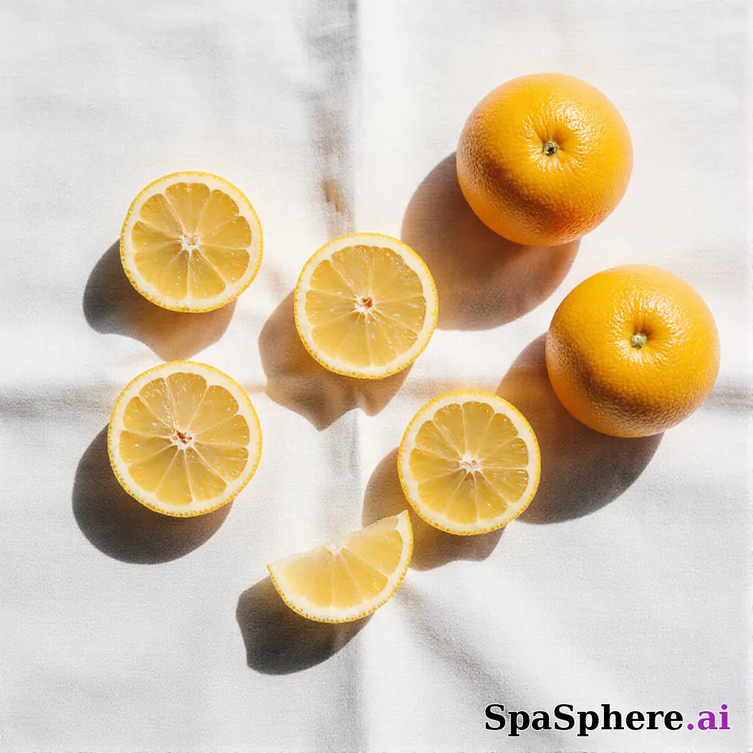 Bright citrus spa flatlay – lemon and orange accents for summer skincare posts. (17) [1080x1080]