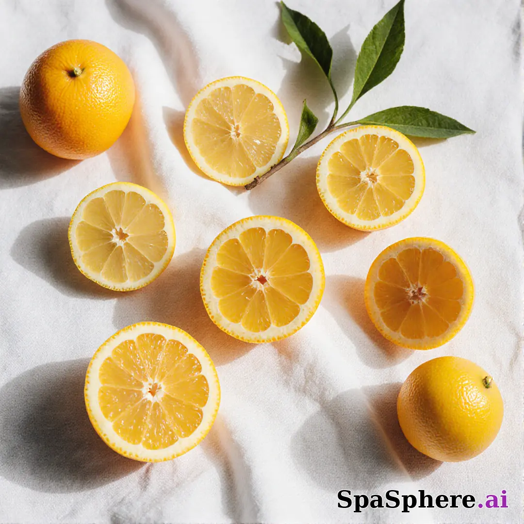 Bright citrus spa flatlay – lemon and orange accents for summer skincare posts. (22) [1080x1080]