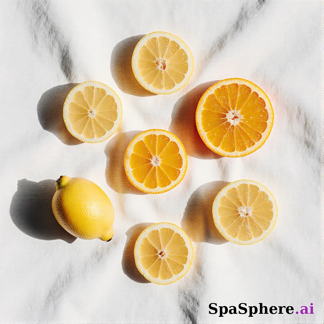 Bright citrus spa flatlay – lemon and orange accents for summer skincare posts. (24) [1080x1080]