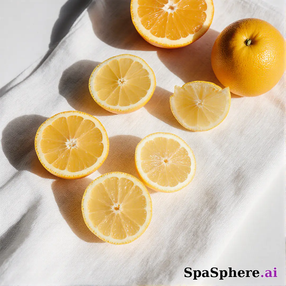 Bright citrus spa flatlay – lemon and orange accents for summer skincare posts. (05) [1080x1080]