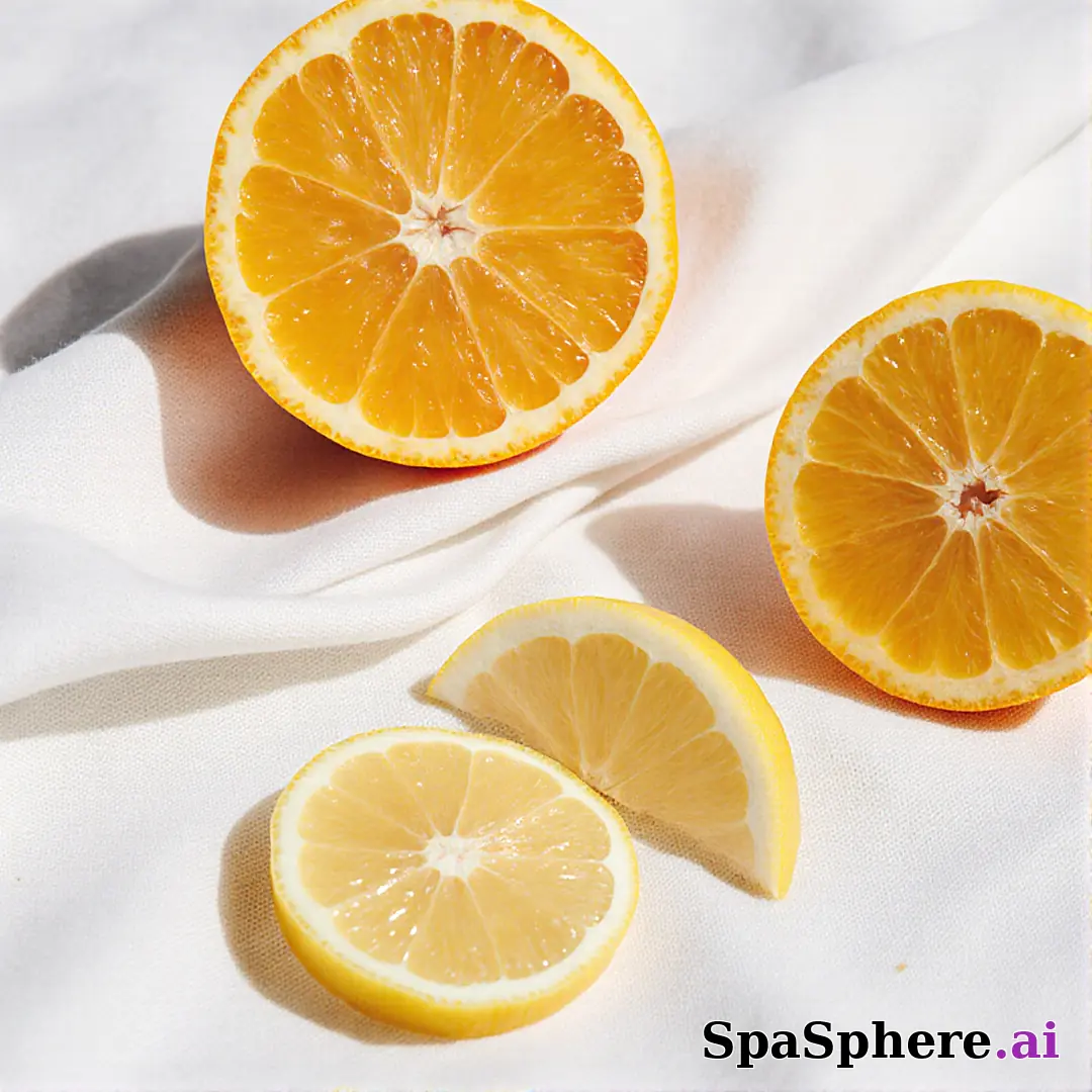 Bright citrus spa flatlay – lemon and orange accents for summer skincare posts. (06) [1080x1080]