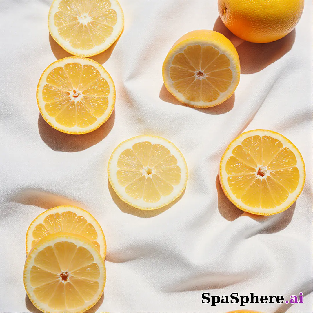 Bright citrus spa flatlay – lemon and orange accents for summer skincare posts. (07) [1080x1080]