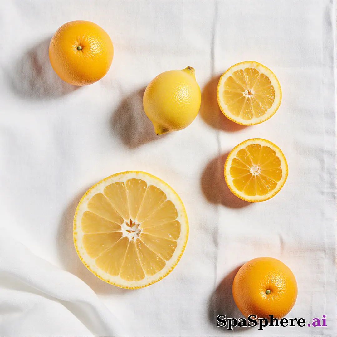 Bright citrus spa flatlay – lemon and orange accents for summer skincare posts. (08) [1080x1080]