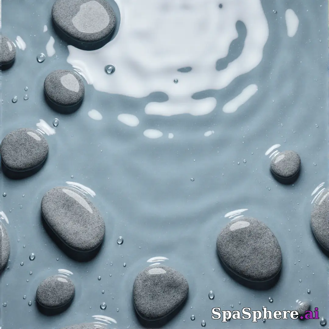 Cool gray spa stones and water droplets flatlay – refreshing clean spa imagery. (10) [1080x1080]