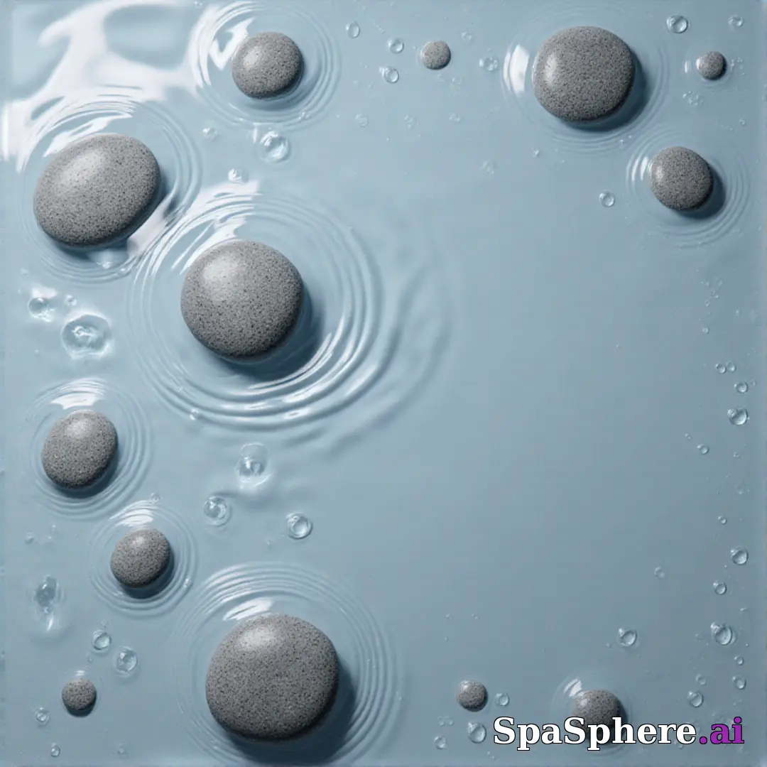 Cool gray spa stones and water droplets flatlay – refreshing clean spa imagery. (02) [1080x1080]