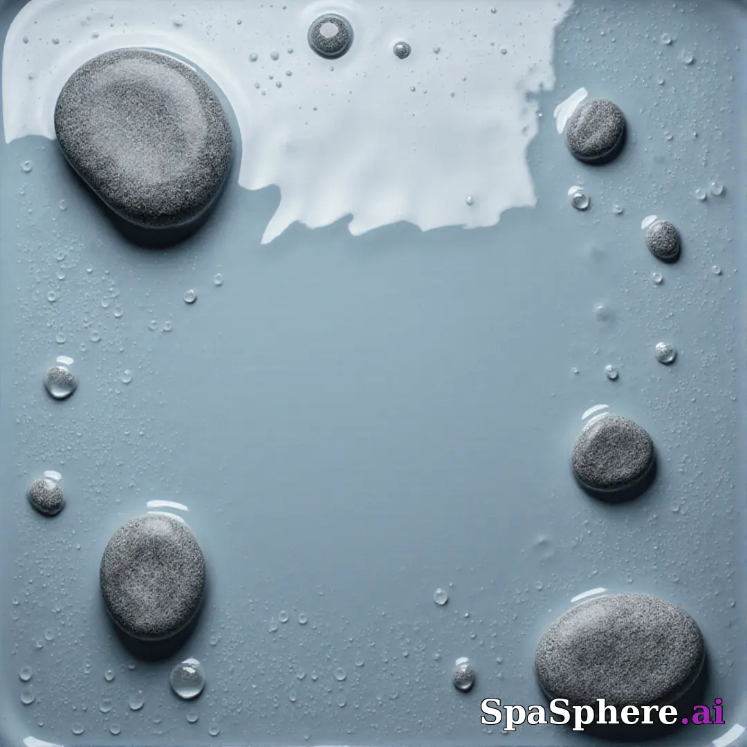 Cool gray spa stones and water droplets flatlay – refreshing clean spa imagery. (23) [1080x1080]