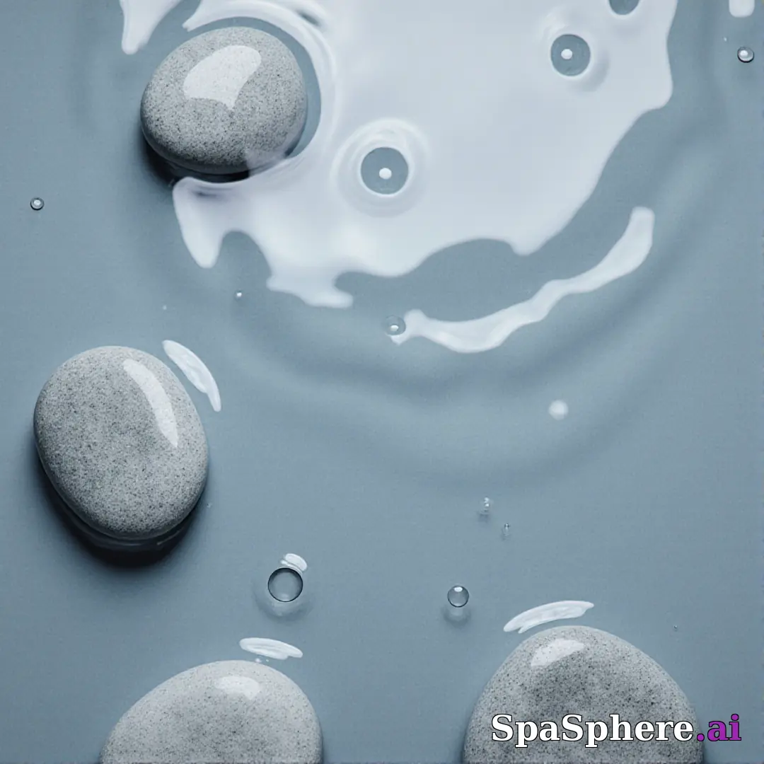 Cool gray spa stones and water droplets flatlay – refreshing clean spa imagery. (24) [1080x1080]