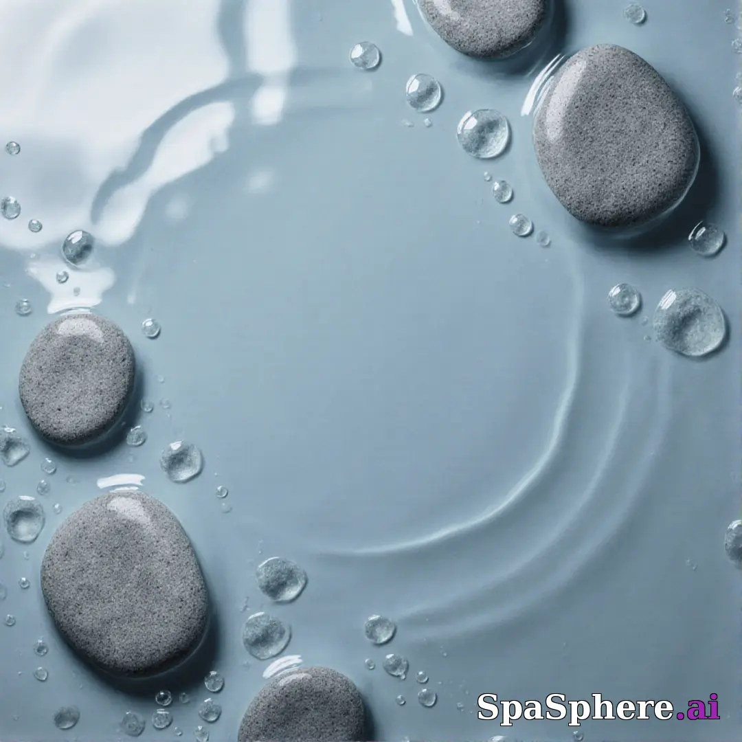 Cool gray spa stones and water droplets flatlay – refreshing clean spa imagery. (03) [1080x1080]