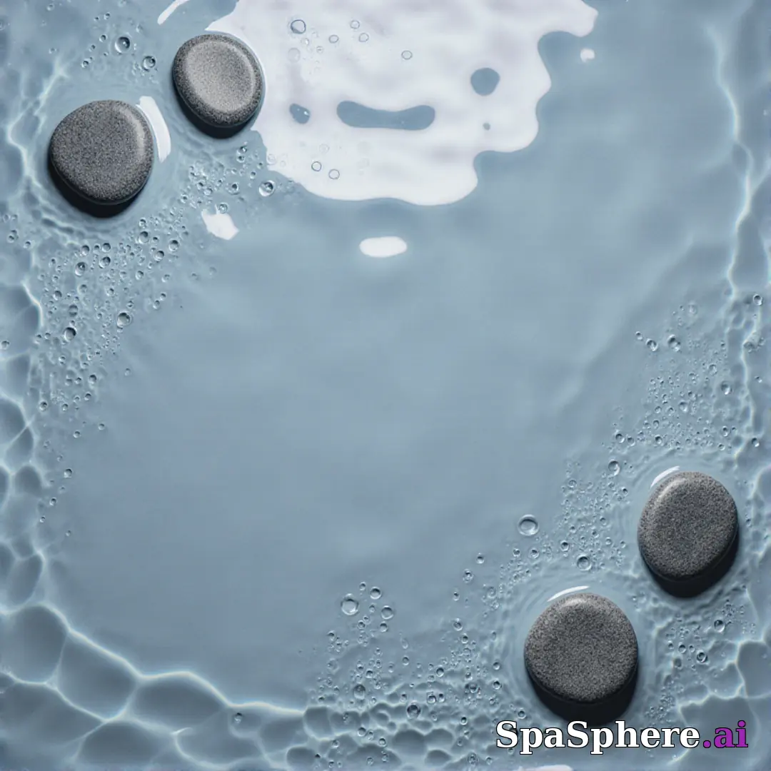 Cool gray spa stones and water droplets flatlay – refreshing clean spa imagery. (08) [1080x1080]