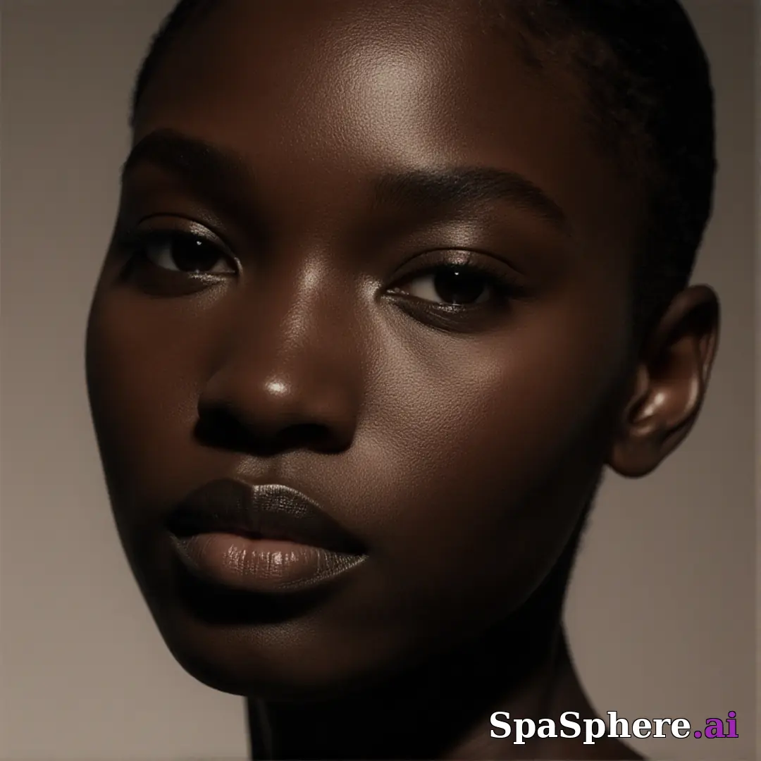 Deep radiant skin close-up with soft side light and subtle contour highlights, luxury spa aesthetic. (05) [1080x1080]