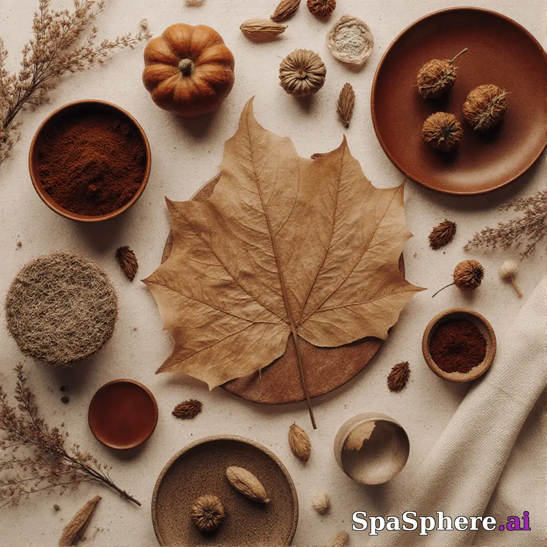 Rust and beige spa flatlay – autumn cozy skincare imagery. (11) [1080x1080]