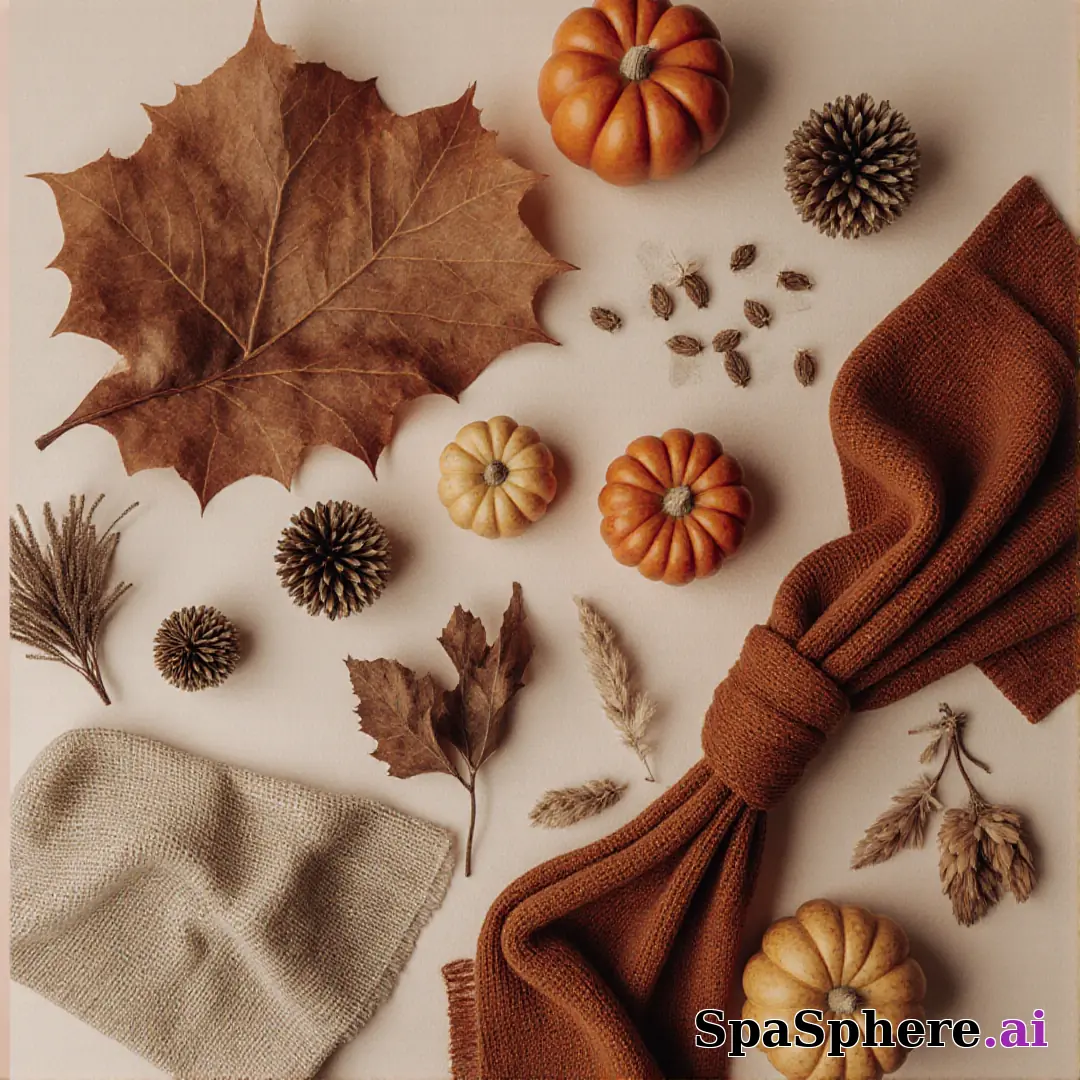 Rust and beige spa flatlay – autumn cozy skincare imagery. (12) [1080x1080]