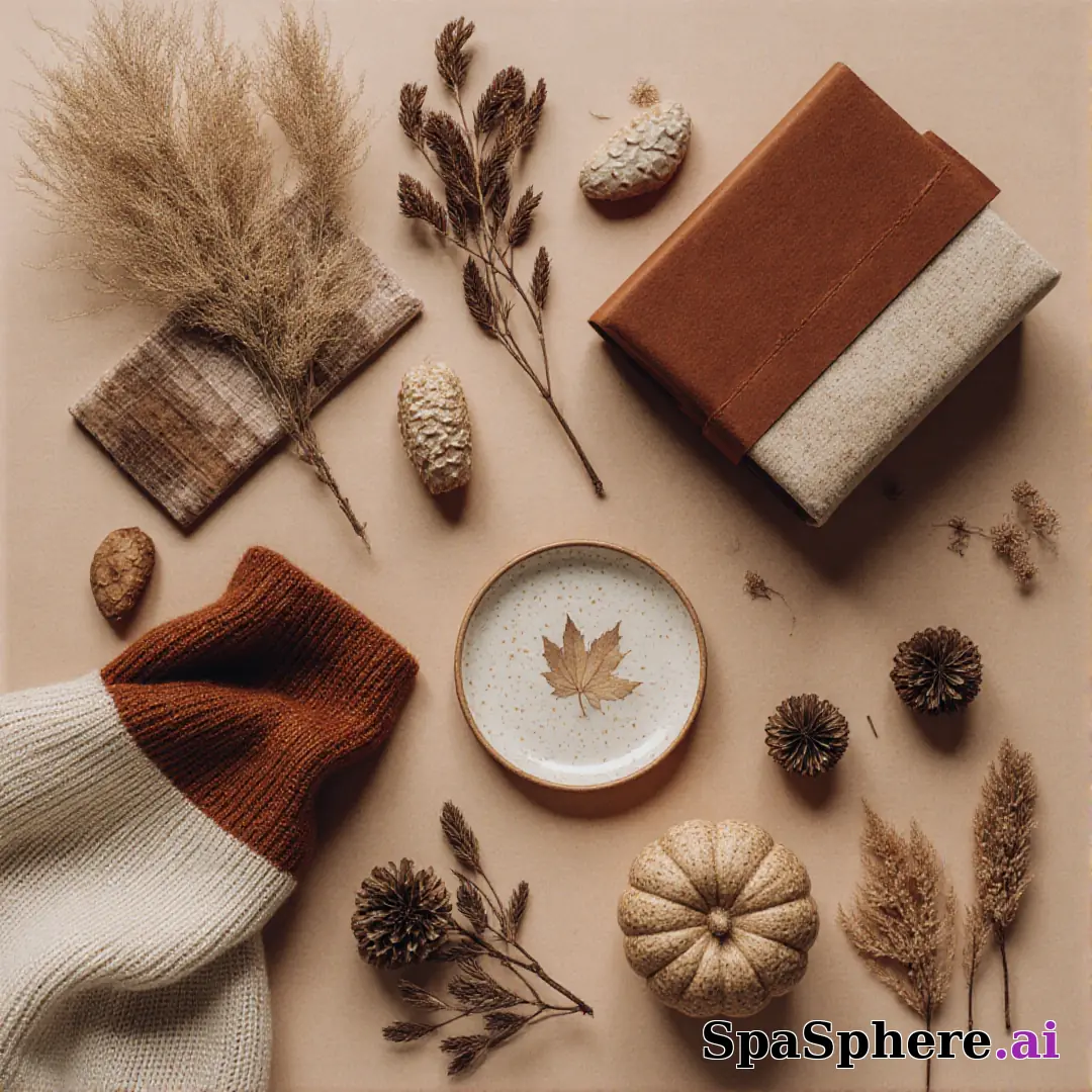 Rust and beige spa flatlay – autumn cozy skincare imagery. (17) [1080x1080]