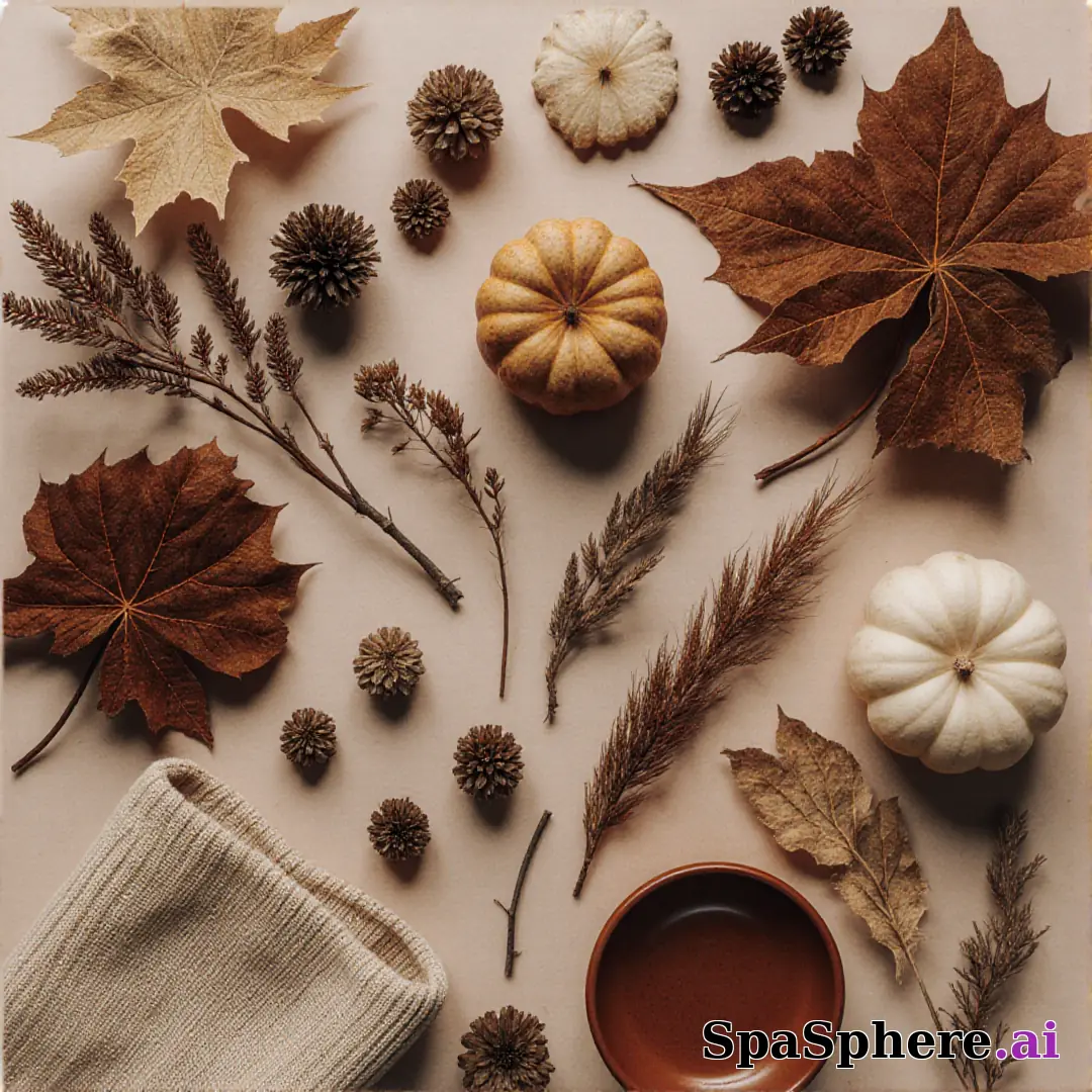 Rust and beige spa flatlay – autumn cozy skincare imagery. (03) [1080x1080]