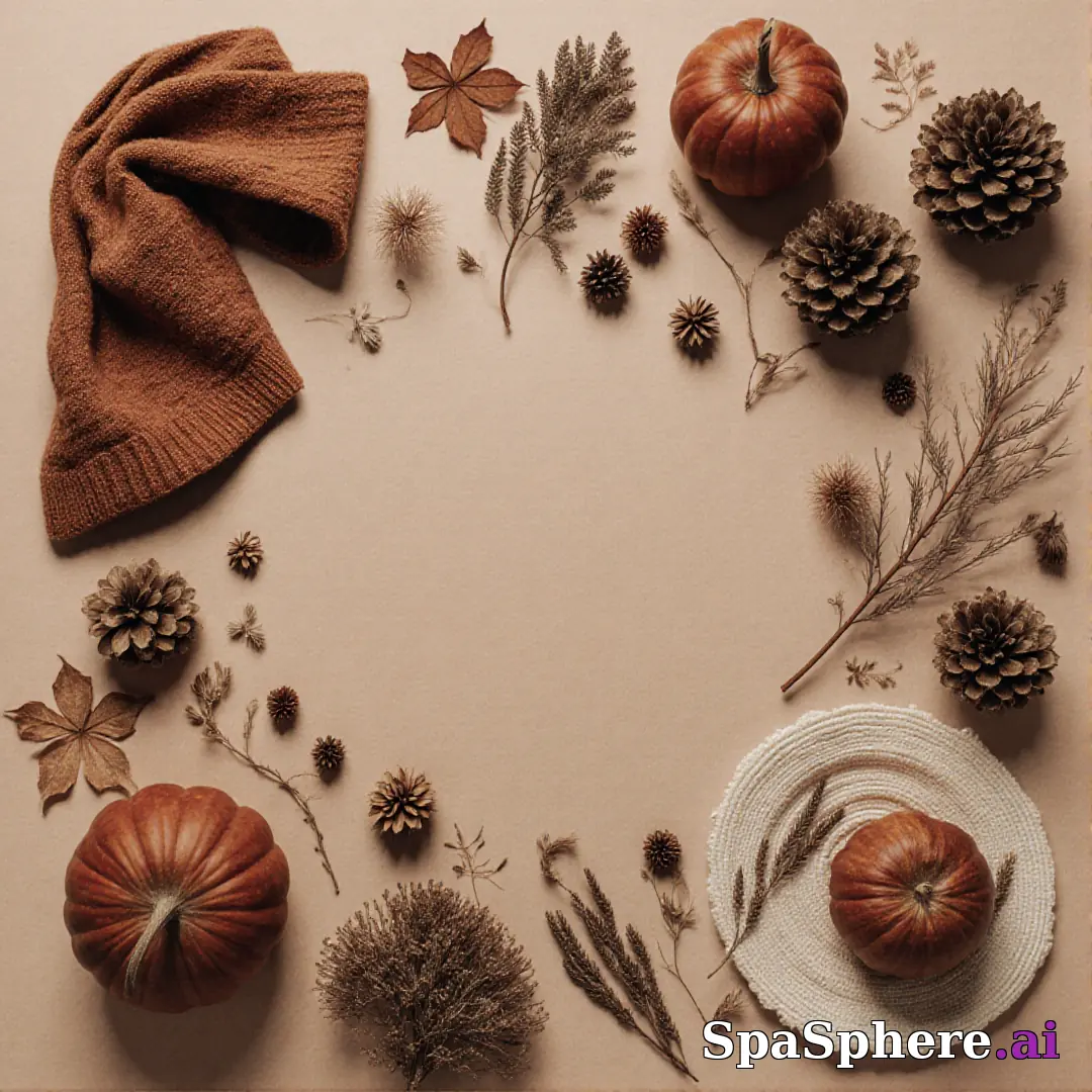 Rust and beige spa flatlay – autumn cozy skincare imagery. (04) [1080x1080]