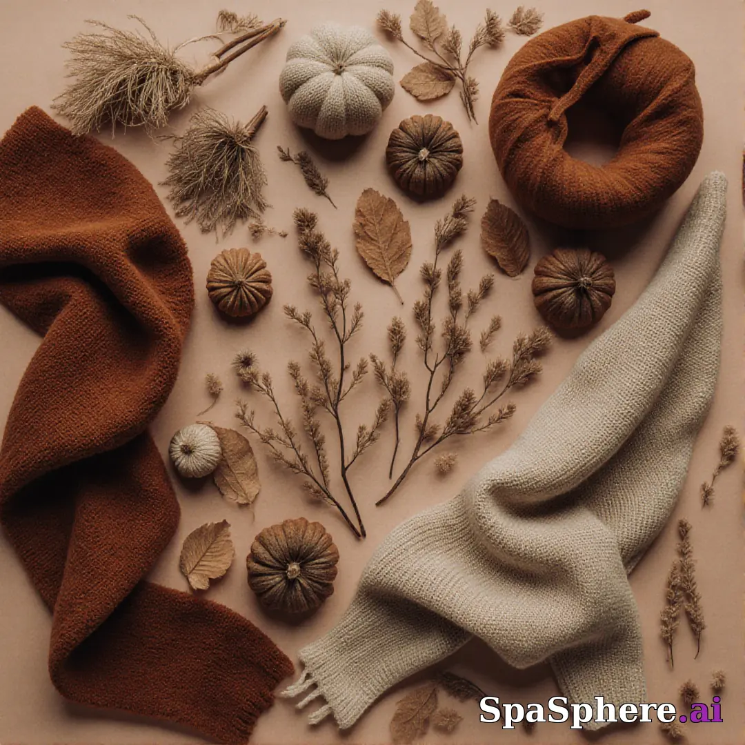 Rust and beige spa flatlay – autumn cozy skincare imagery. (07) [1080x1080]