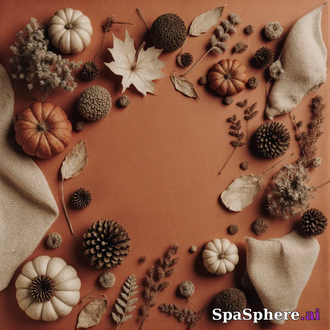 Rust and beige spa flatlay – autumn cozy skincare imagery. (09) [1080x1080]