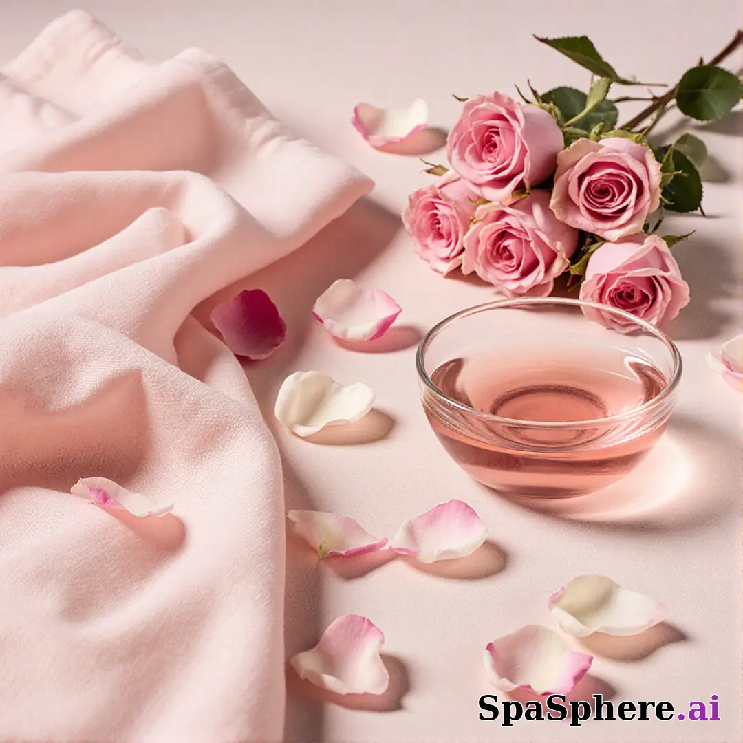 Soft pink rose petal spa flatlay – gentle feminine energy for estheticians. (02) [1080x1080]