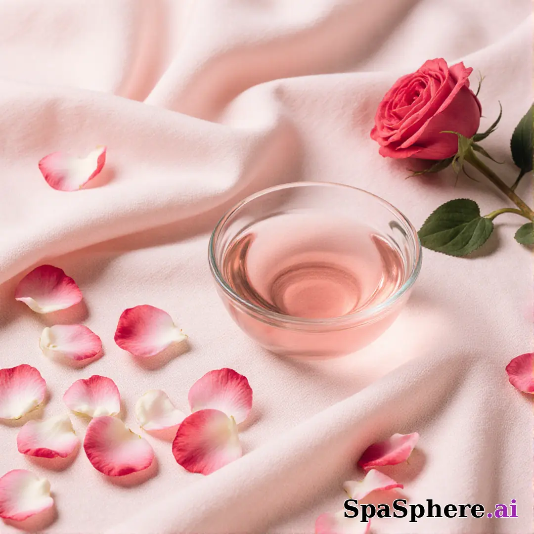 Soft pink rose petal spa flatlay – gentle feminine energy for estheticians. (03) [1080x1080]