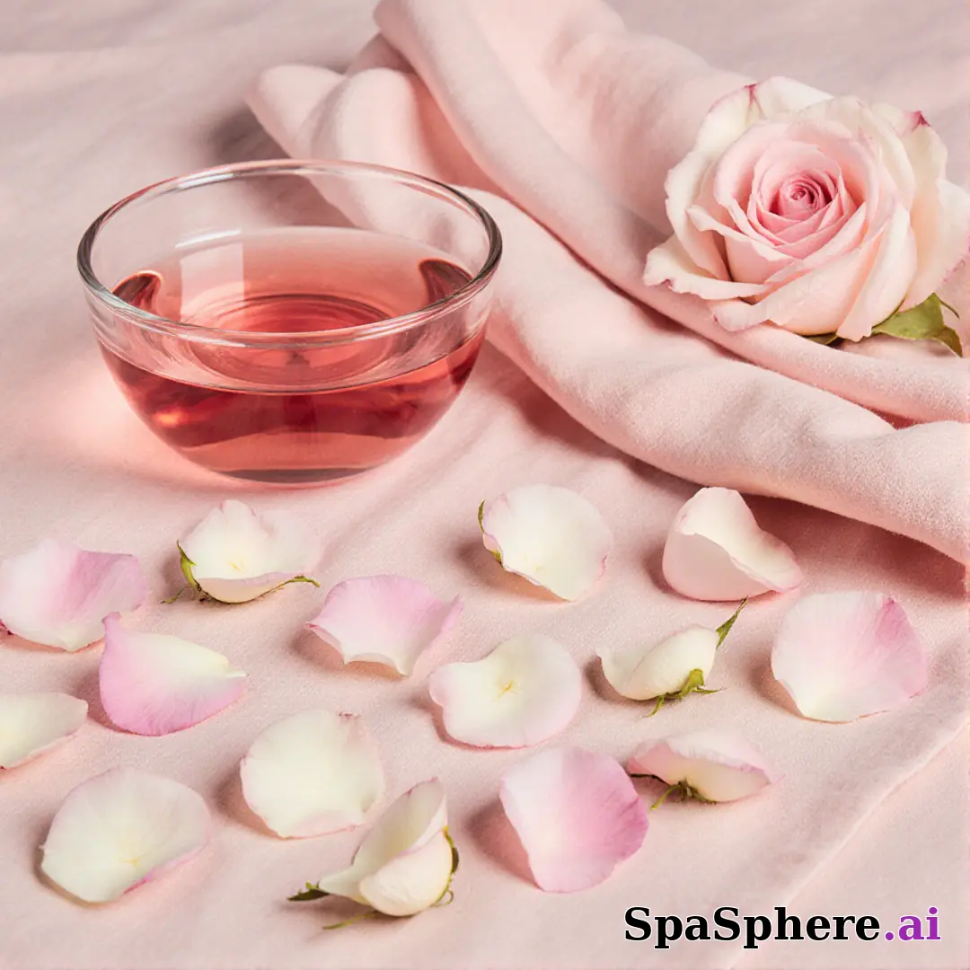 Soft pink rose petal spa flatlay – gentle feminine energy for estheticians. (06) [1080x1080]