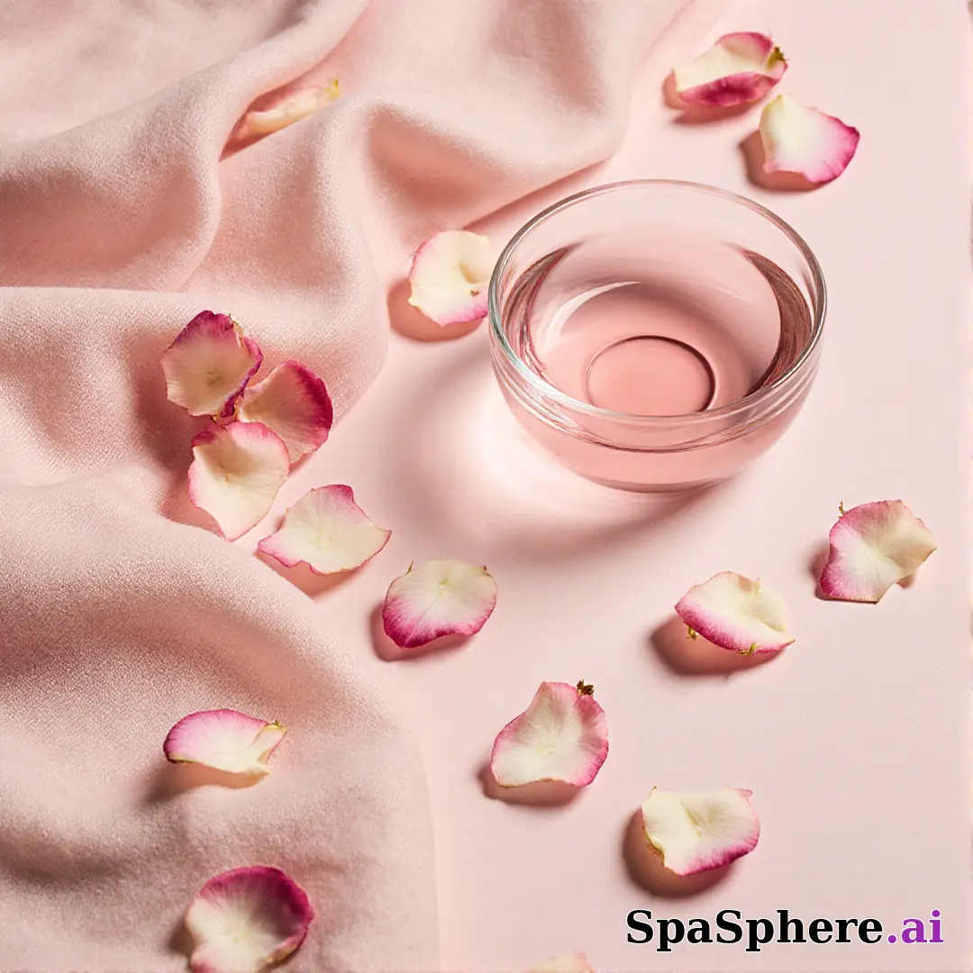 Soft pink rose petal spa flatlay – gentle feminine energy for estheticians. (07) [1080x1080]