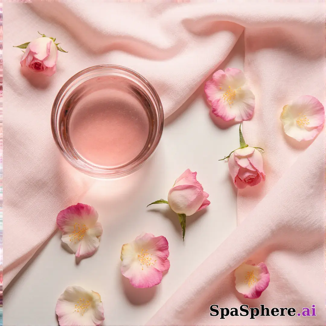 Soft pink rose petal spa flatlay – gentle feminine energy for estheticians. (08) [1080x1080]
