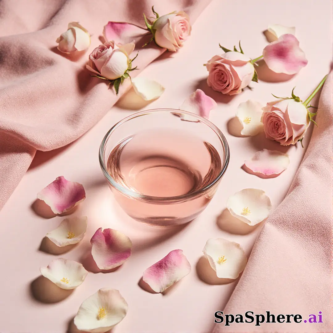 Soft pink rose petal spa flatlay – gentle feminine energy for estheticians. (09) [1080x1080]