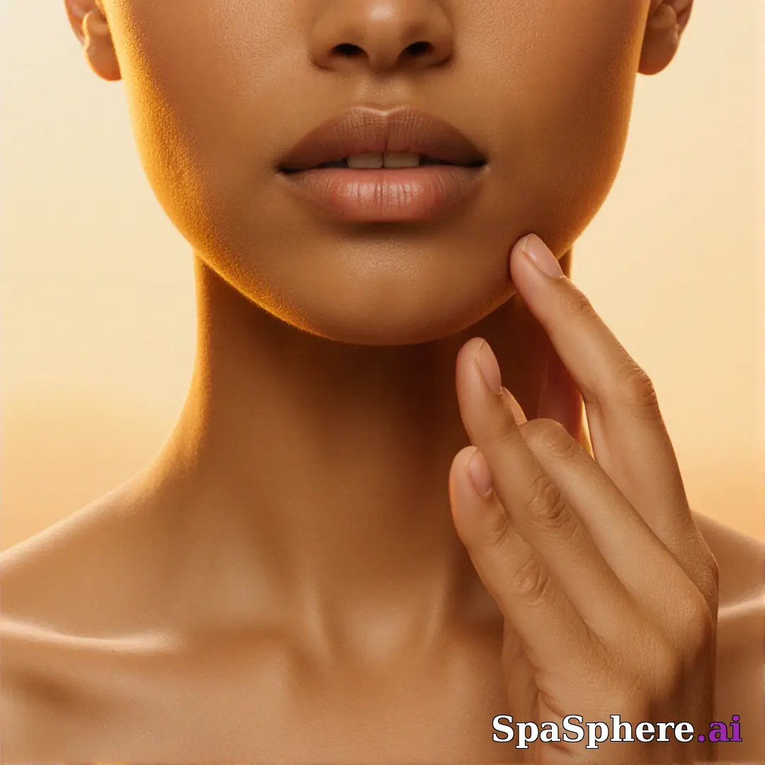 Golden-hour light on chin and collarbone with soft touch gesture and warm cinematic highlights. (17) [1080x1080]