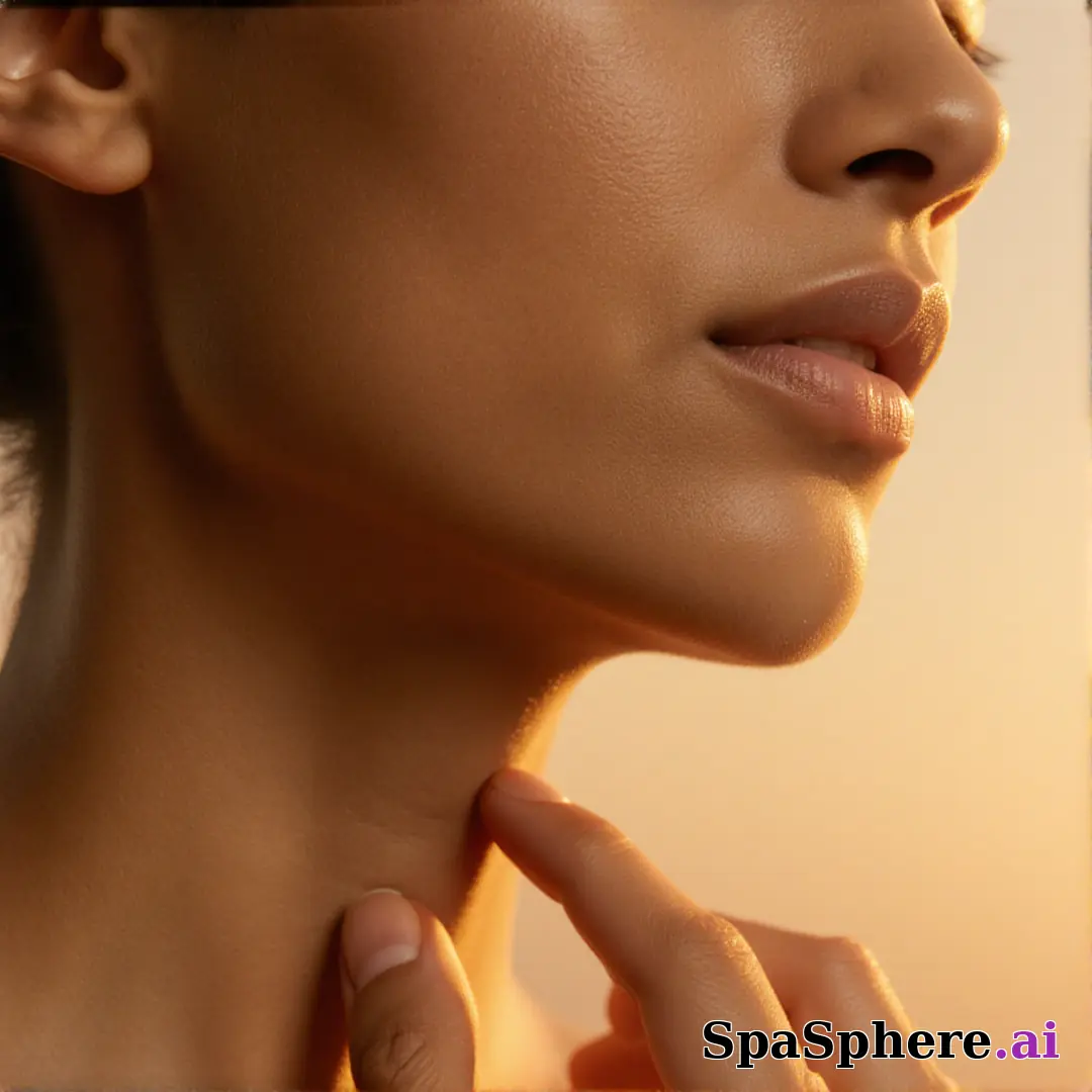 Golden-hour light on chin and collarbone with soft touch gesture and warm cinematic highlights. (07) [1080x1080]