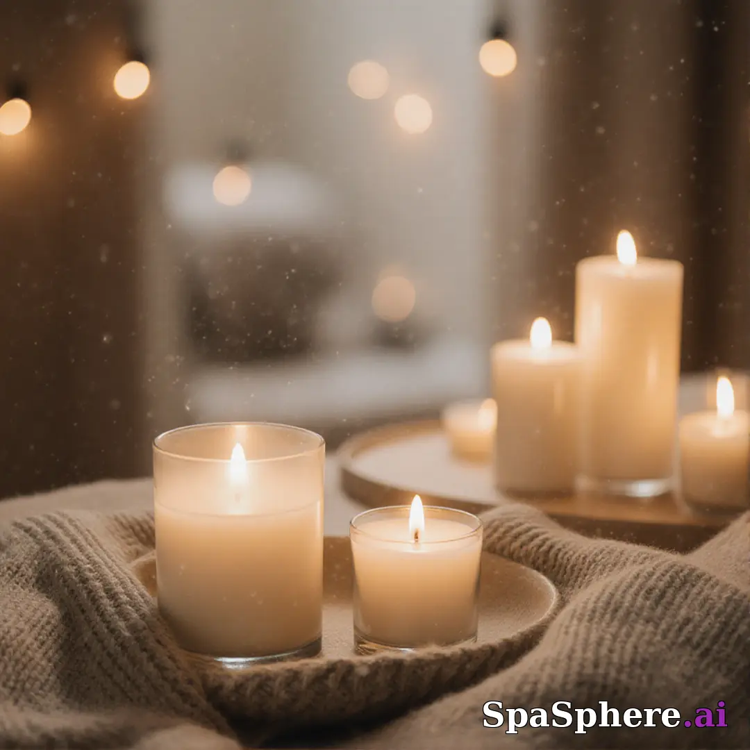 Cozy candlelit spa background – warm holiday aesthetic for spa promotions. (02) [1080x1080]