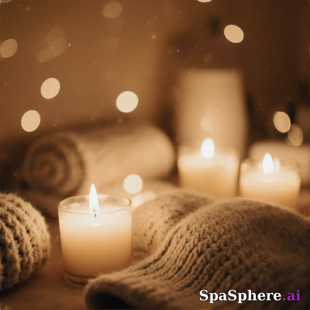 Cozy candlelit spa background – warm holiday aesthetic for spa promotions. (03) [1080x1080]