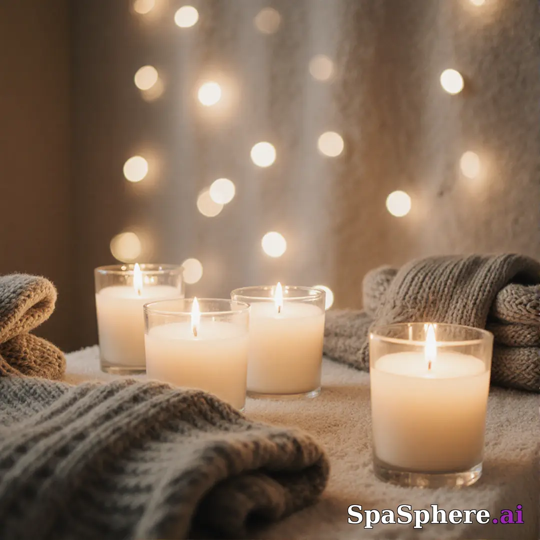 Cozy candlelit spa background – warm holiday aesthetic for spa promotions. (04) [1080x1080]