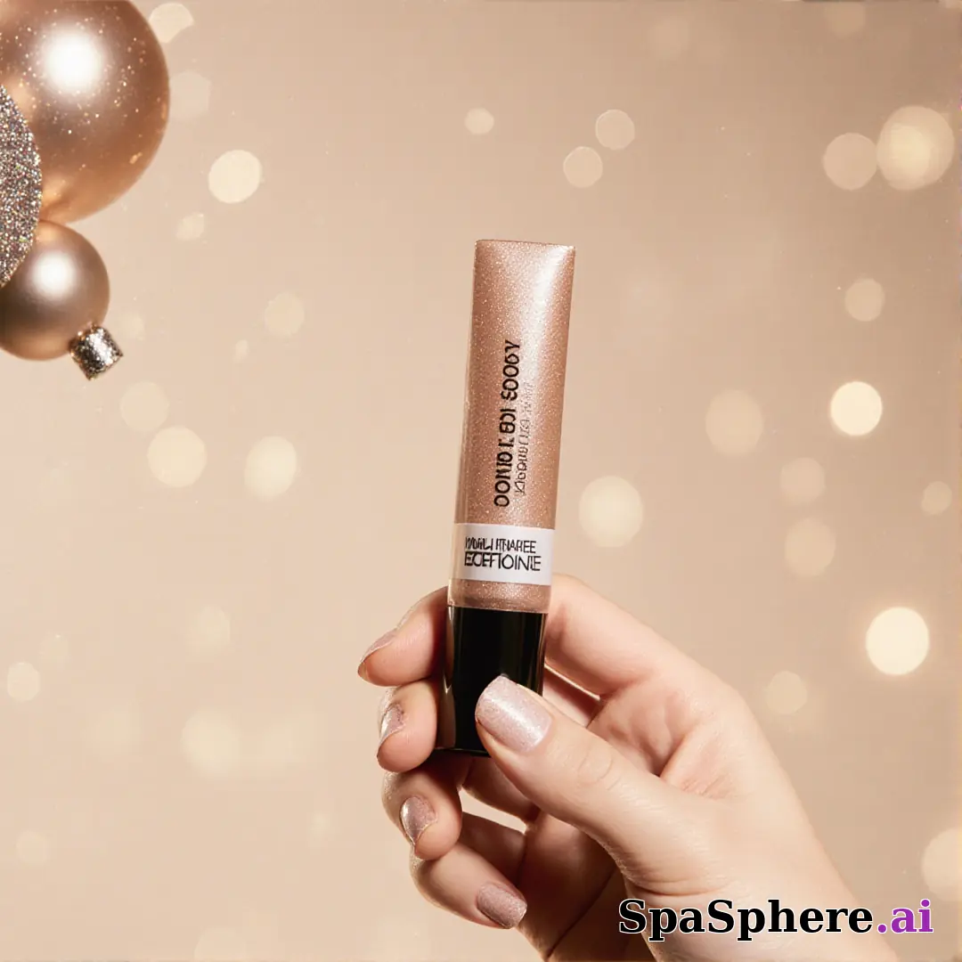 Hand presenting a glow product in front of a champagne-lit background with room for promo messaging. (16) [1080x1080]