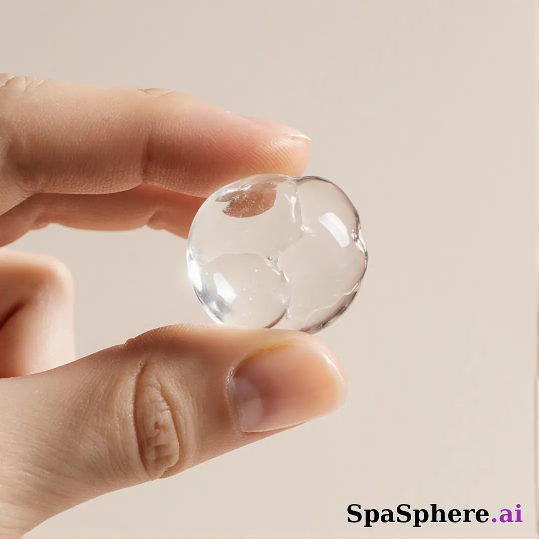 Close-up of fingertips with glossy skincare gel texture and clean negative space for ingredient callouts. (01) [1080x1080]