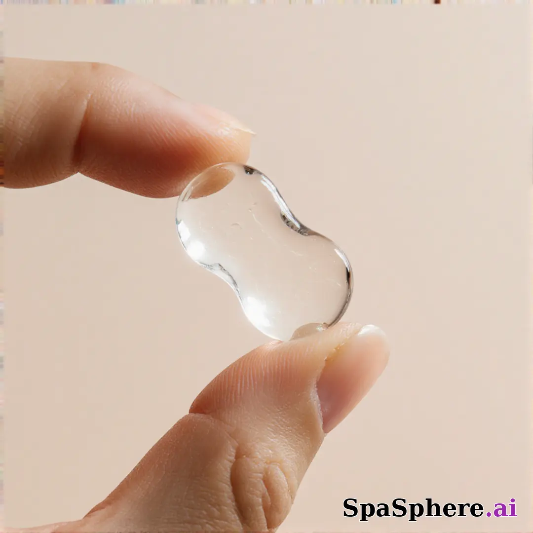 Close-up of fingertips with glossy skincare gel texture and clean negative space for ingredient callouts. (15) [1080x1080]