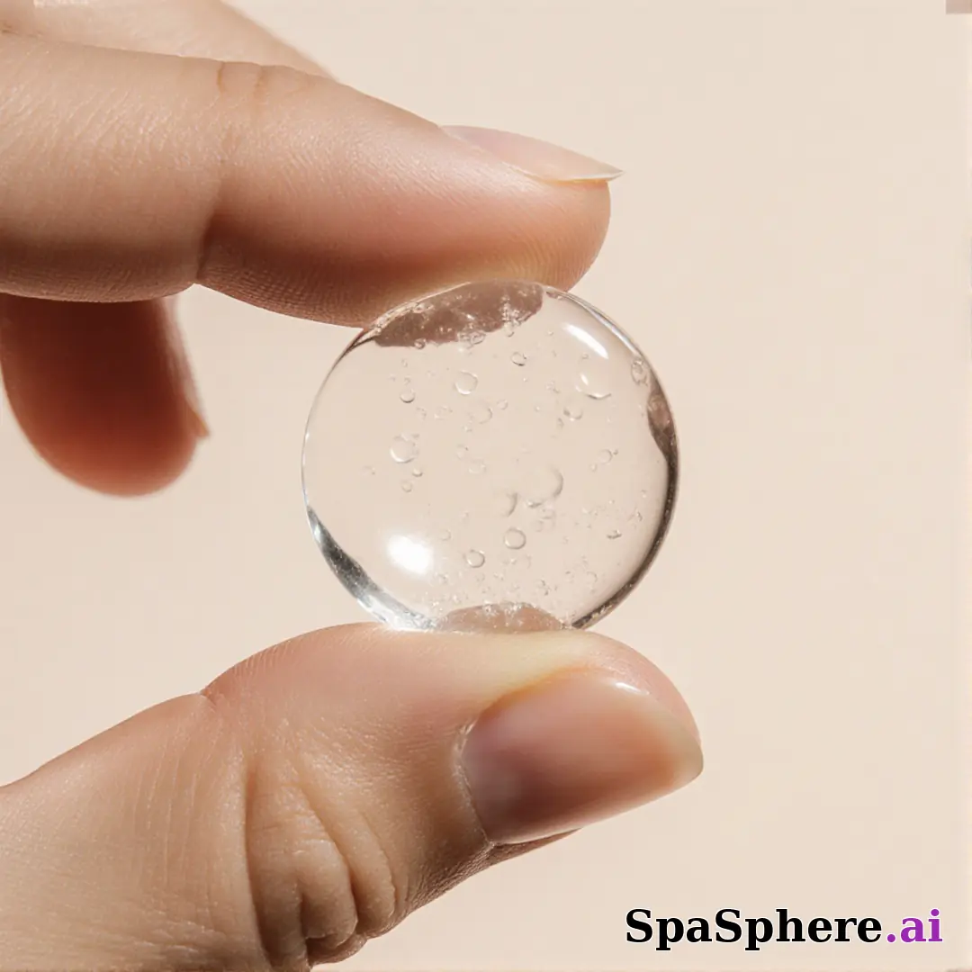 Close-up of fingertips with glossy skincare gel texture and clean negative space for ingredient callouts. (21) [1080x1080]