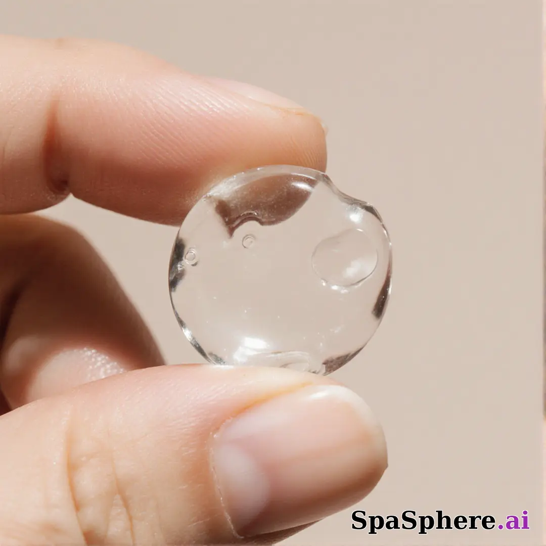 Close-up of fingertips with glossy skincare gel texture and clean negative space for ingredient callouts. (03) [1080x1080]