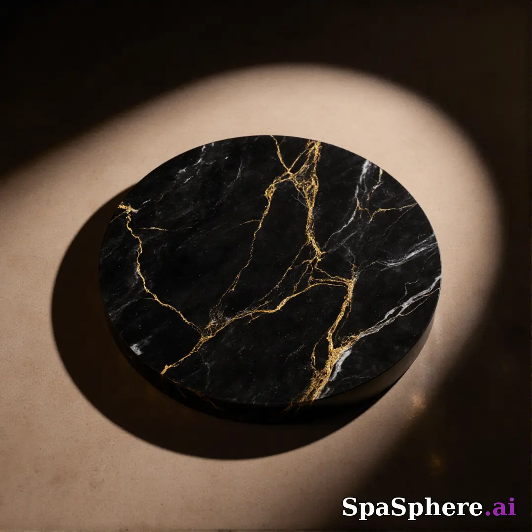 Black marble and gold accent spa flatlay – luxury aesthetic for high-end facials. (18) [1080x1080]